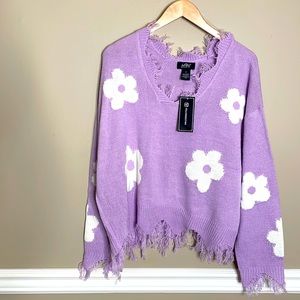 Purple flower power sweater